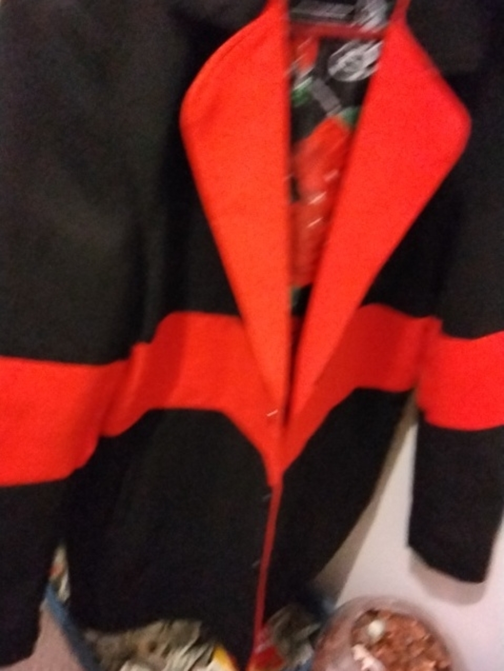 Black & Red Men's Coat - Stylish Contrast Jacket